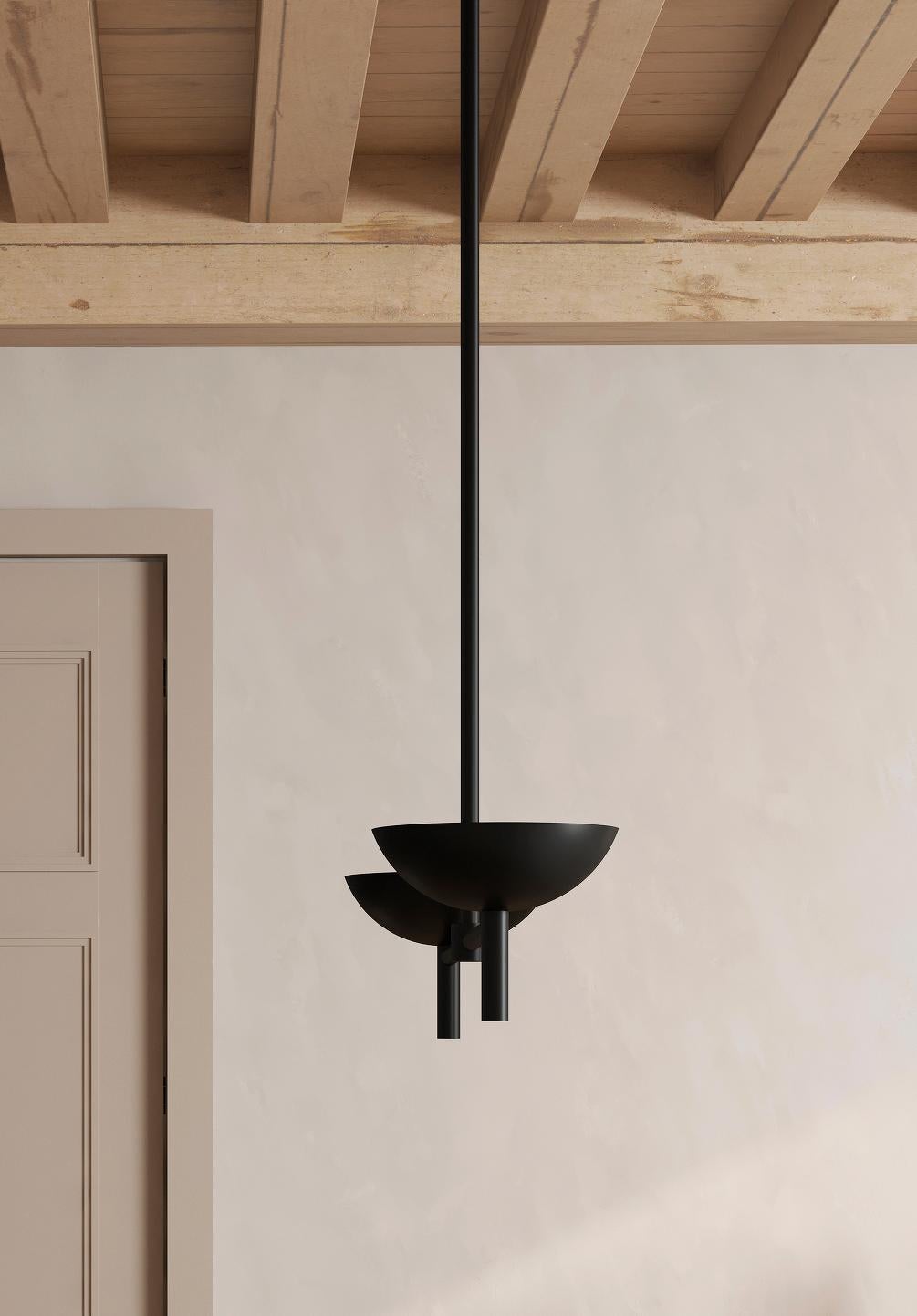 Italian Contemporary Prato Pendant 200 in Blackened Brass by Orphan Work For Sale