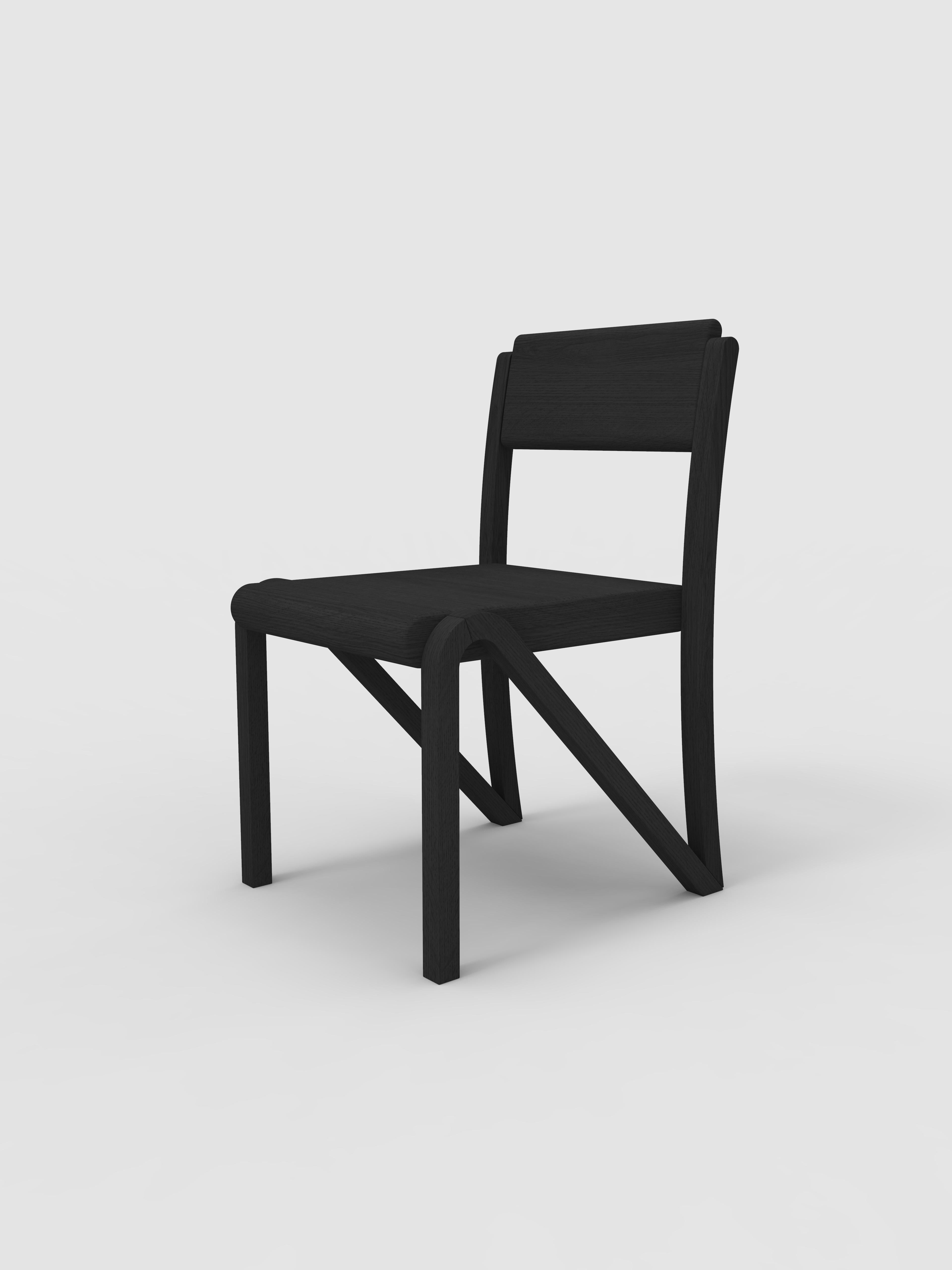 American Contemporary Pucci Side Chair 200 in Blackened Oak by Orphan Work For Sale