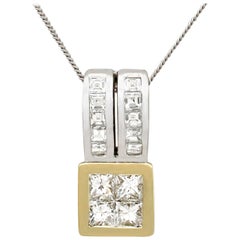 Contemporary 2000s 0.72 Carat Diamond and Yellow and White Gold Pendant