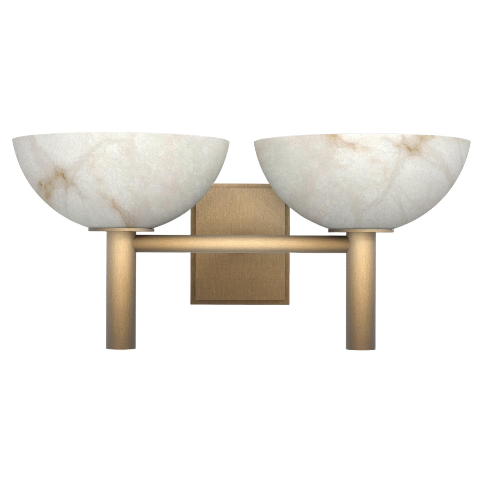 Contemporary Prato Double Sconce 200A in Alabaster by Orphan Work For Sale