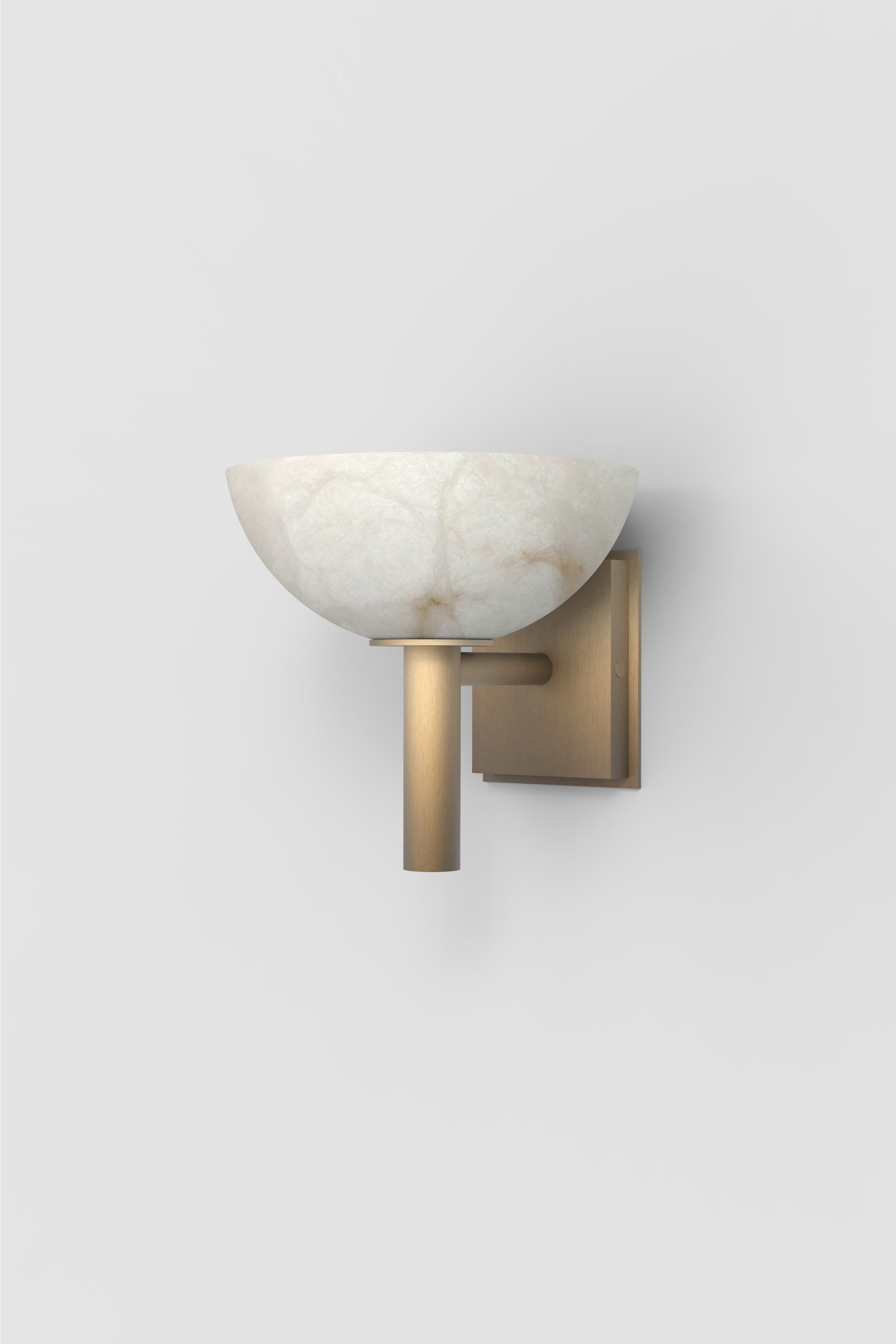 Orphan Work 200A Sconce BB
Shown in alabaster with brushed brass 
Available in brushed brass and blackened brass
Measures: 8.625” height x 9.75” depth x 9.5