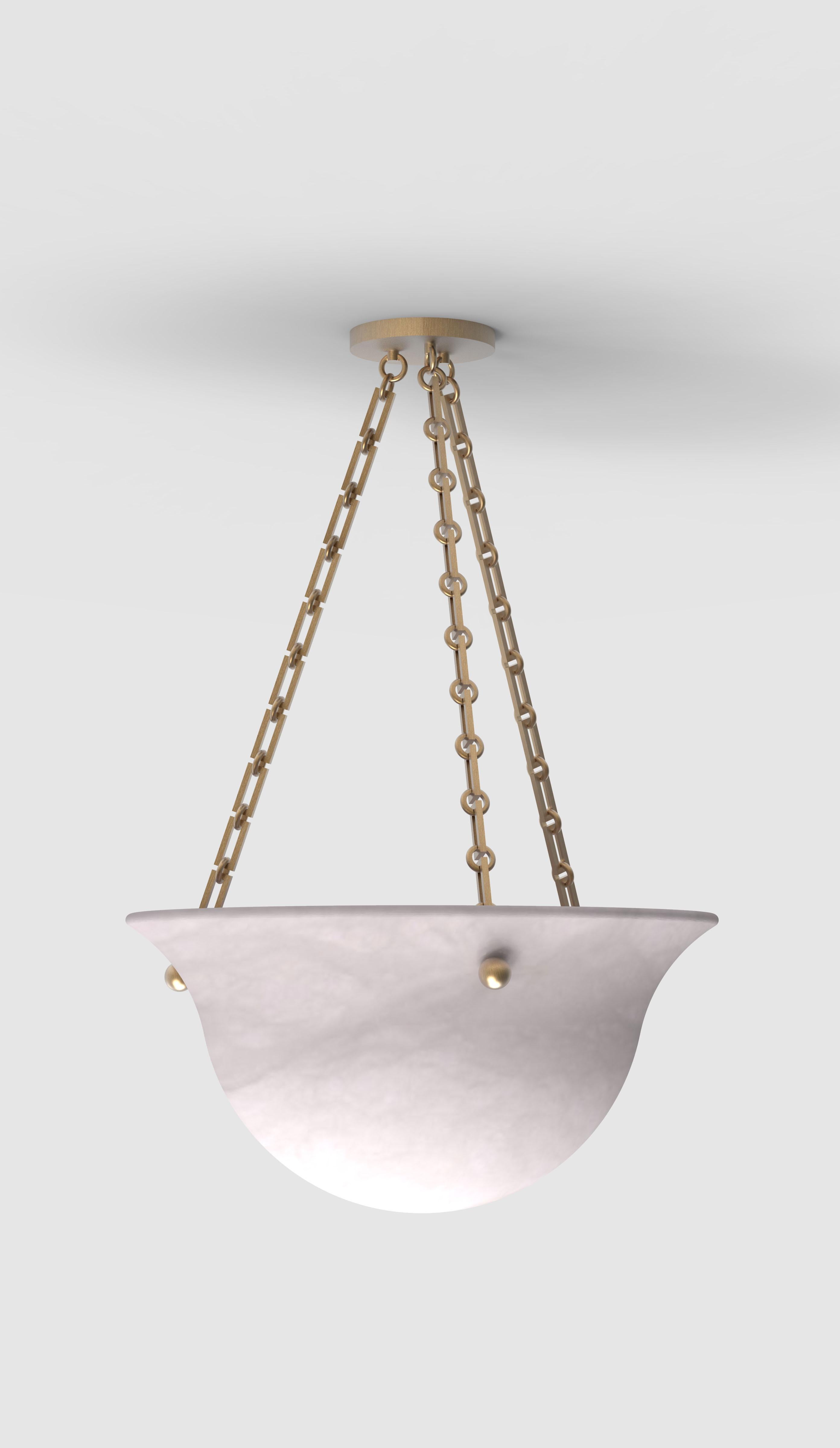 Orphan work 201A Chandelier BB
Shown in alabaster with brushed brass
Available in brushed brass and blackened brass
Bowl measures: 24” diameter x 12” height
Chain height to order
UL approved
Must use LED bulb 

Orphan Work is designed to complement