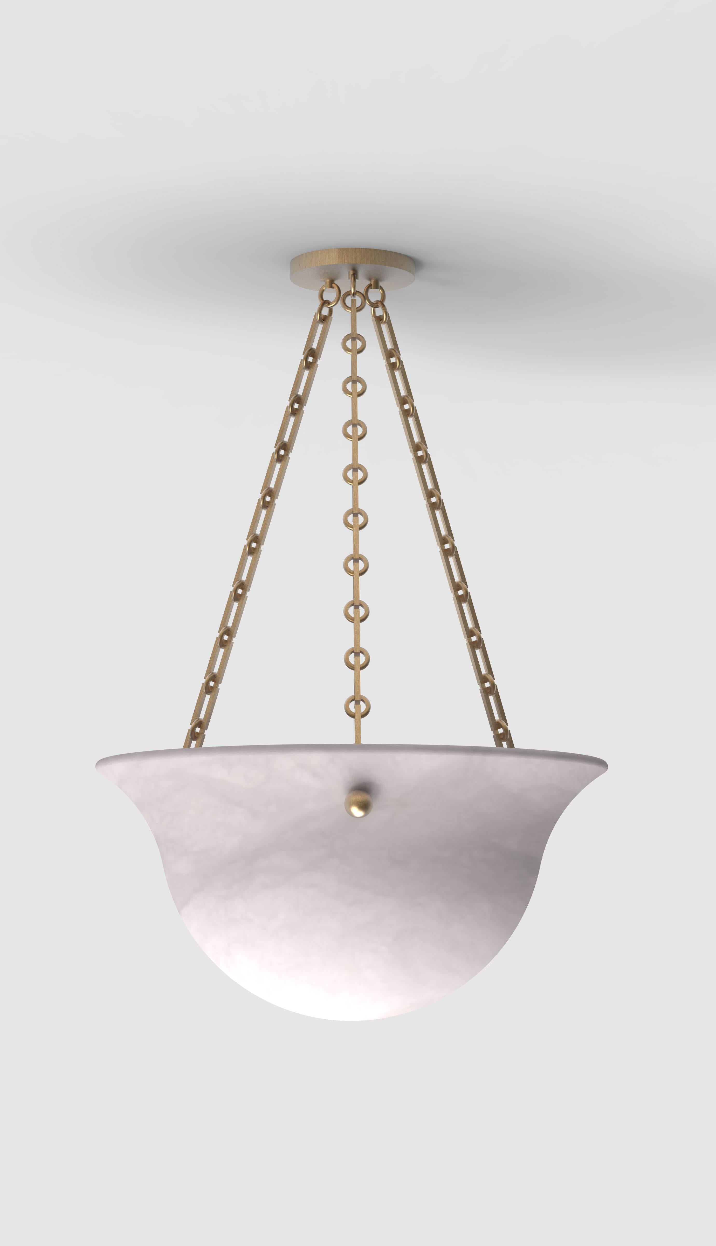 Brass Contemporary 201A Chandelier in Alabaster by Orphan Work For Sale