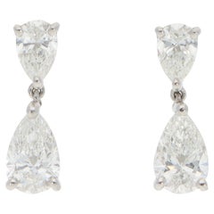 Boucles d'oreilles contemporaines en platine avec 2.01ct de diamant en chute