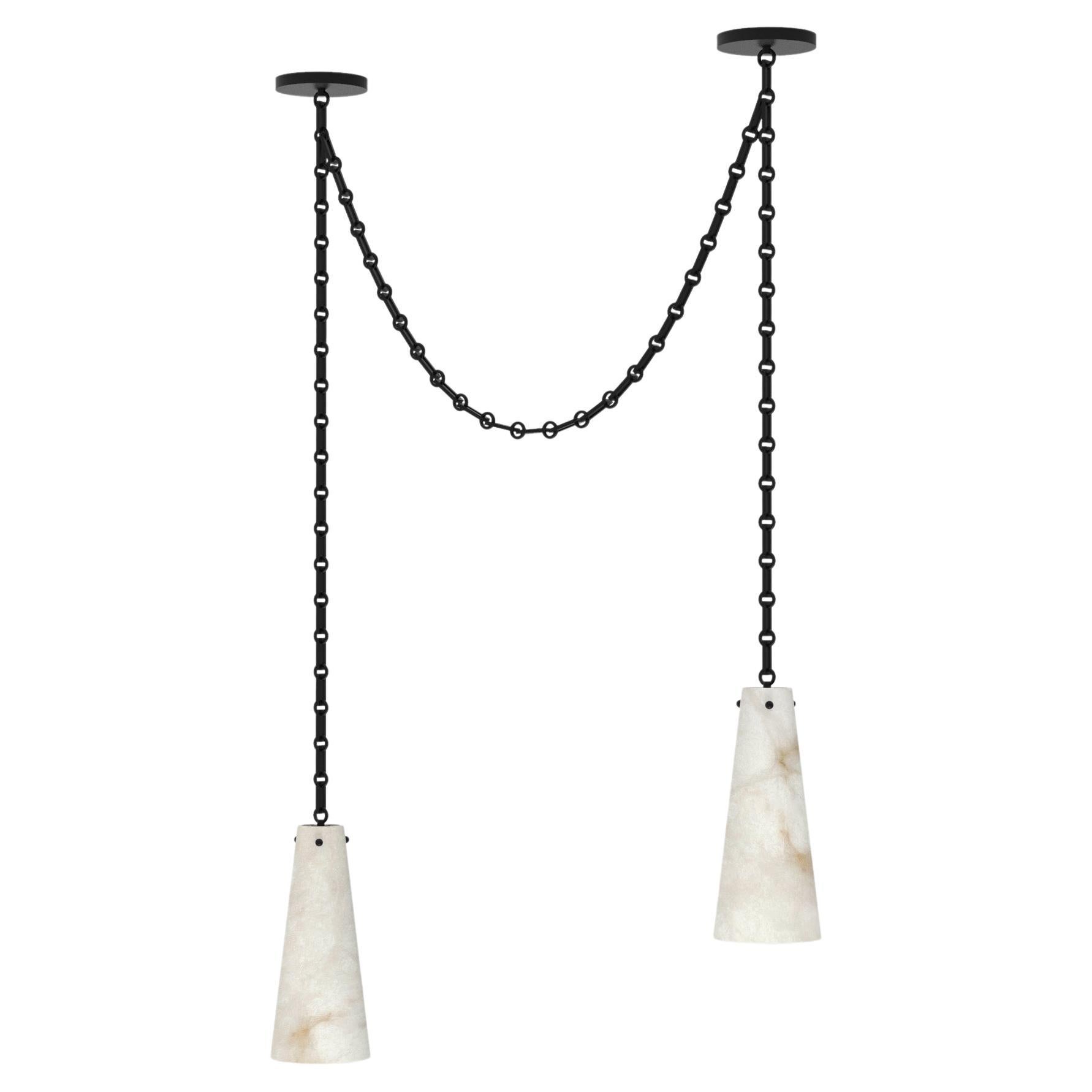 Contemporary Lucca Double Pendant 202A-1S in Alabaster by Orphan Work, 2021 For Sale