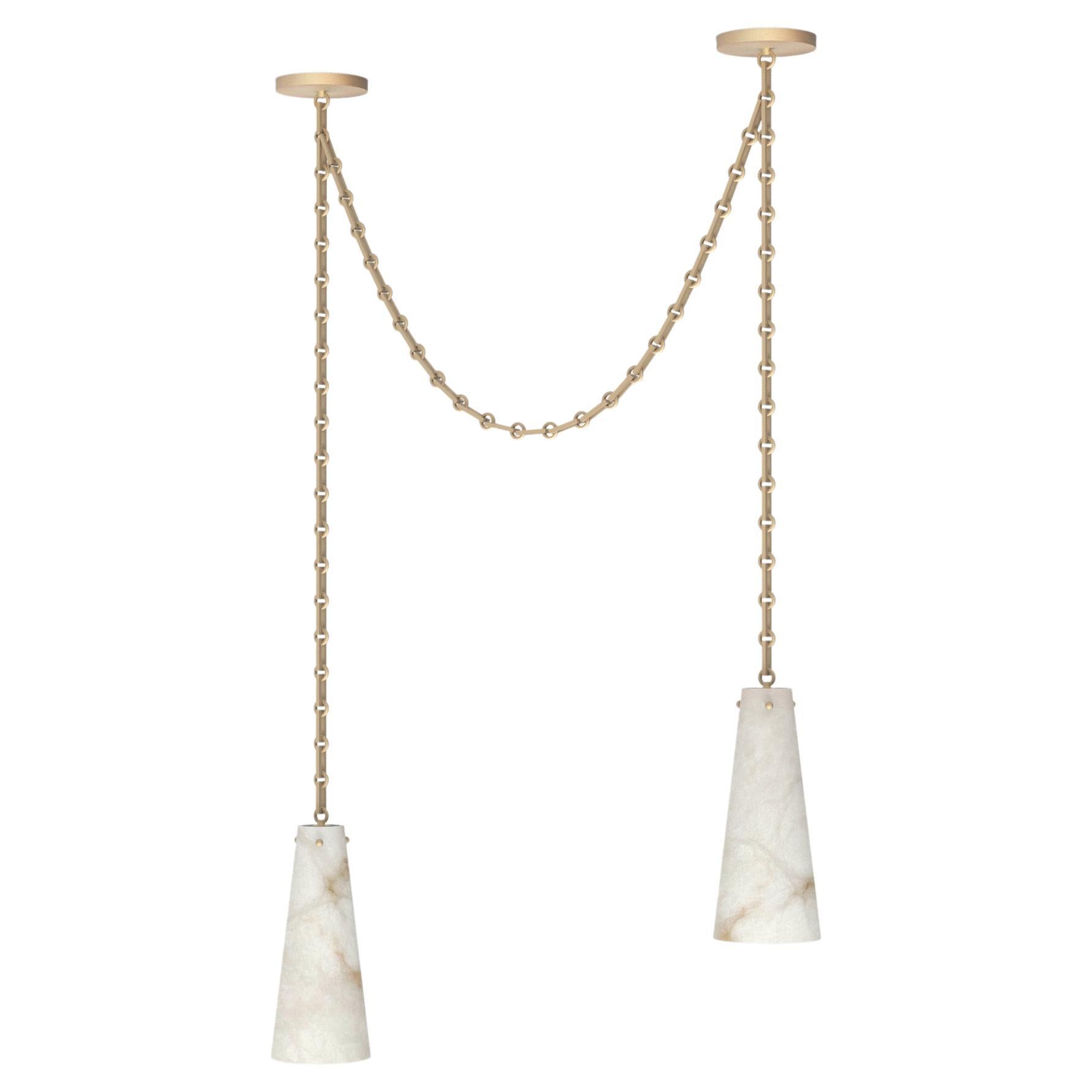 Contemporary Lucca Double Pendant 202A-1S in Alabaster by Orphan Work, 2021 For Sale