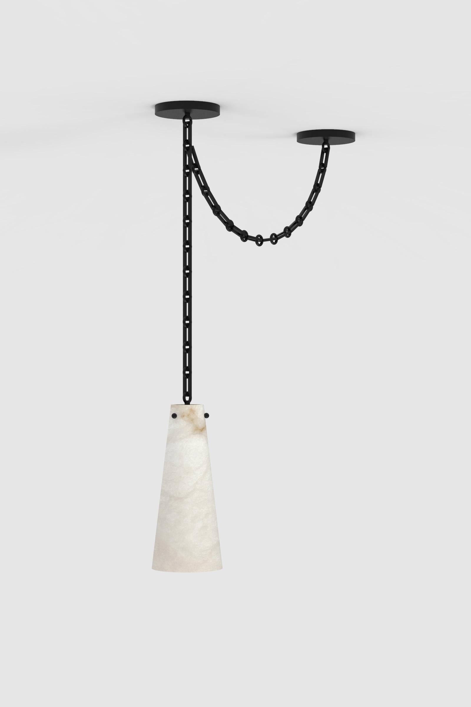 Orphan Work 202A-1S Pendant BLK, 2021
Shown in alabaster with blackened brass
Available in brushed brass and blackened brass
Measures: 15” H x 6 1/2” W 
Height and width to order*
Canopy 6
