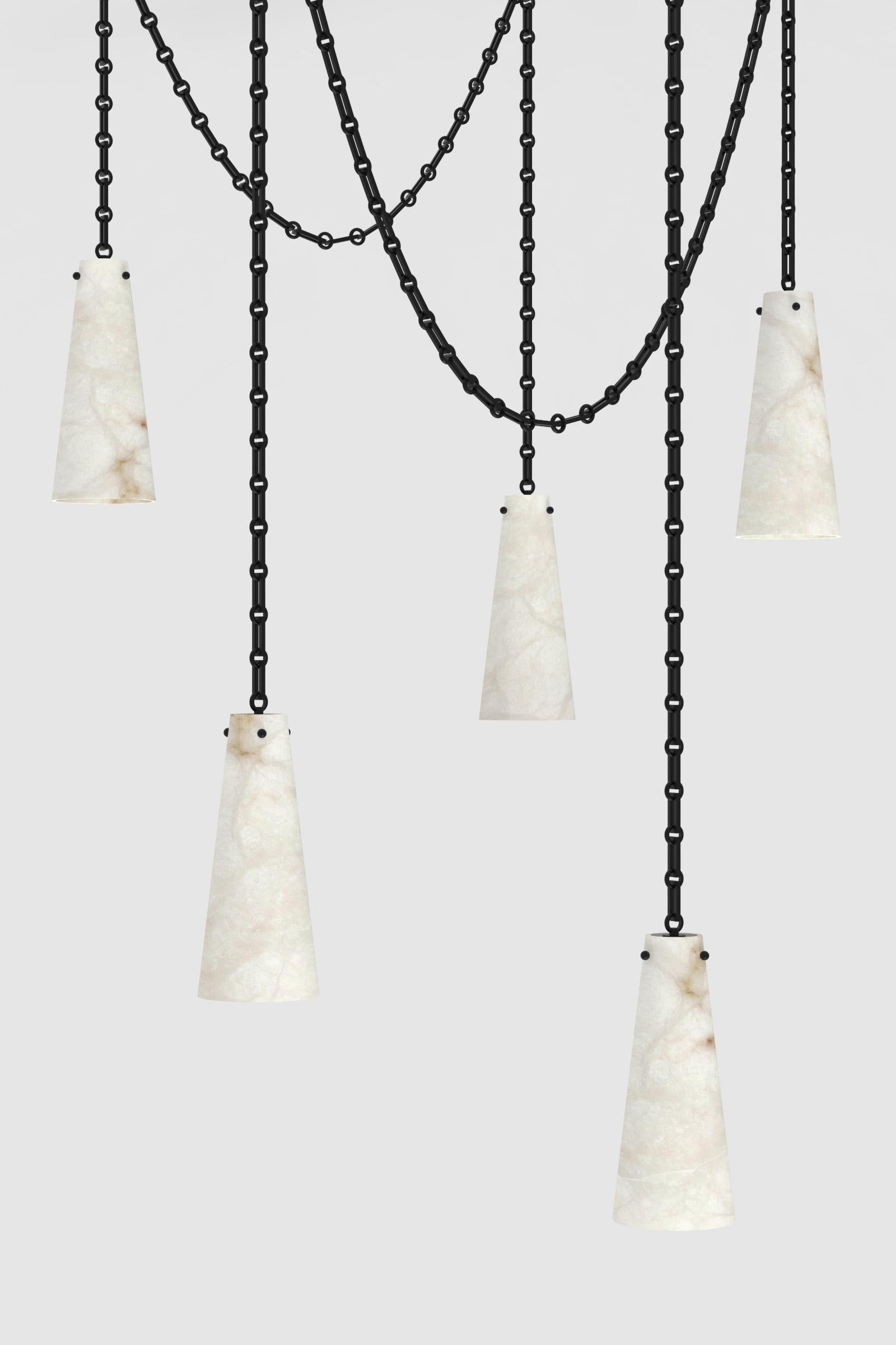 Post-Modern Contemporary Lucca Chandelier 202A-5 in Alabaster by Orphan Work, 2021 For Sale