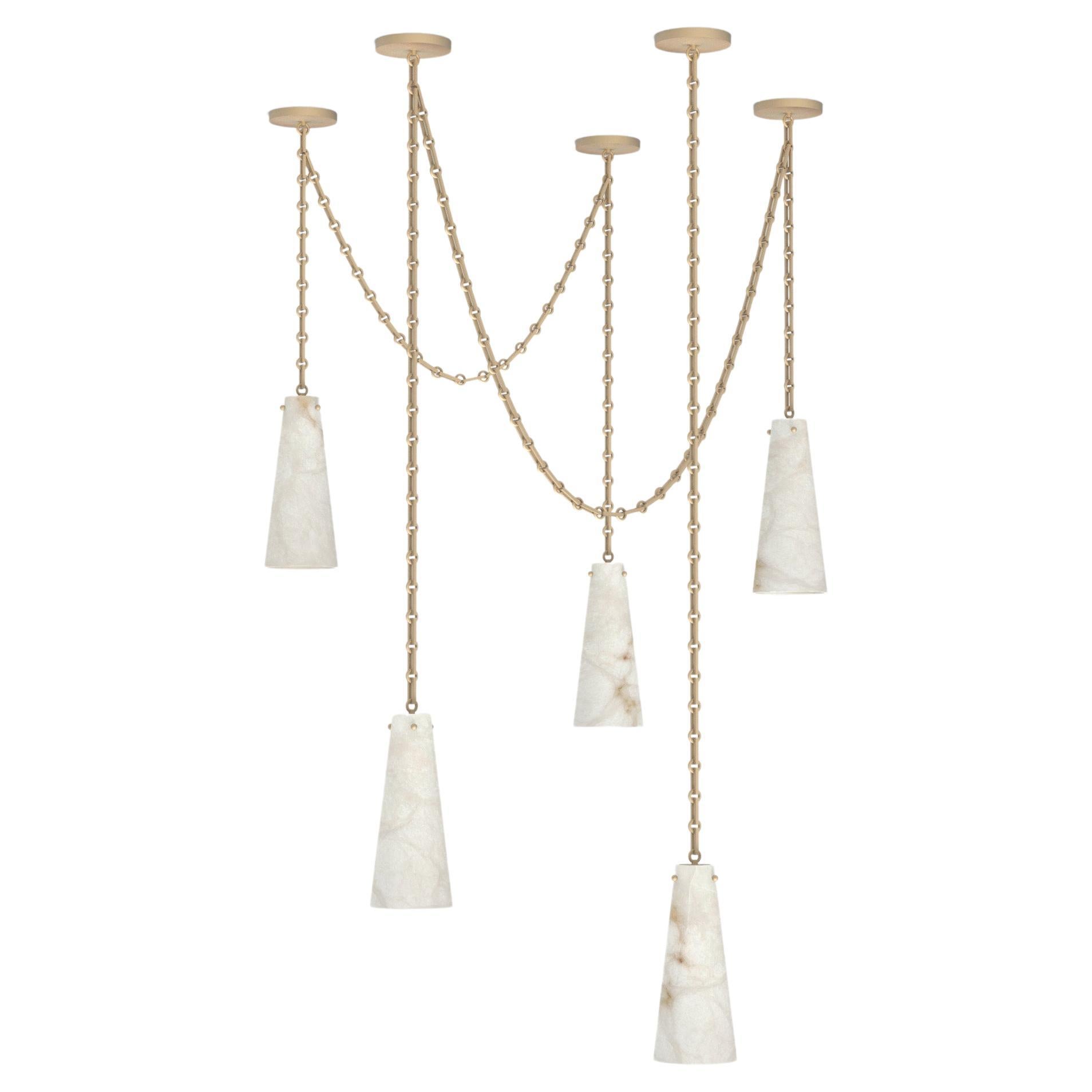 Contemporary Lucca Chandelier 202A-5 in Alabaster by Orphan Work, 2021 For Sale
