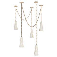 Contemporary Lucca Chandelier 202A-5 in Alabaster by Orphan Work, 2021