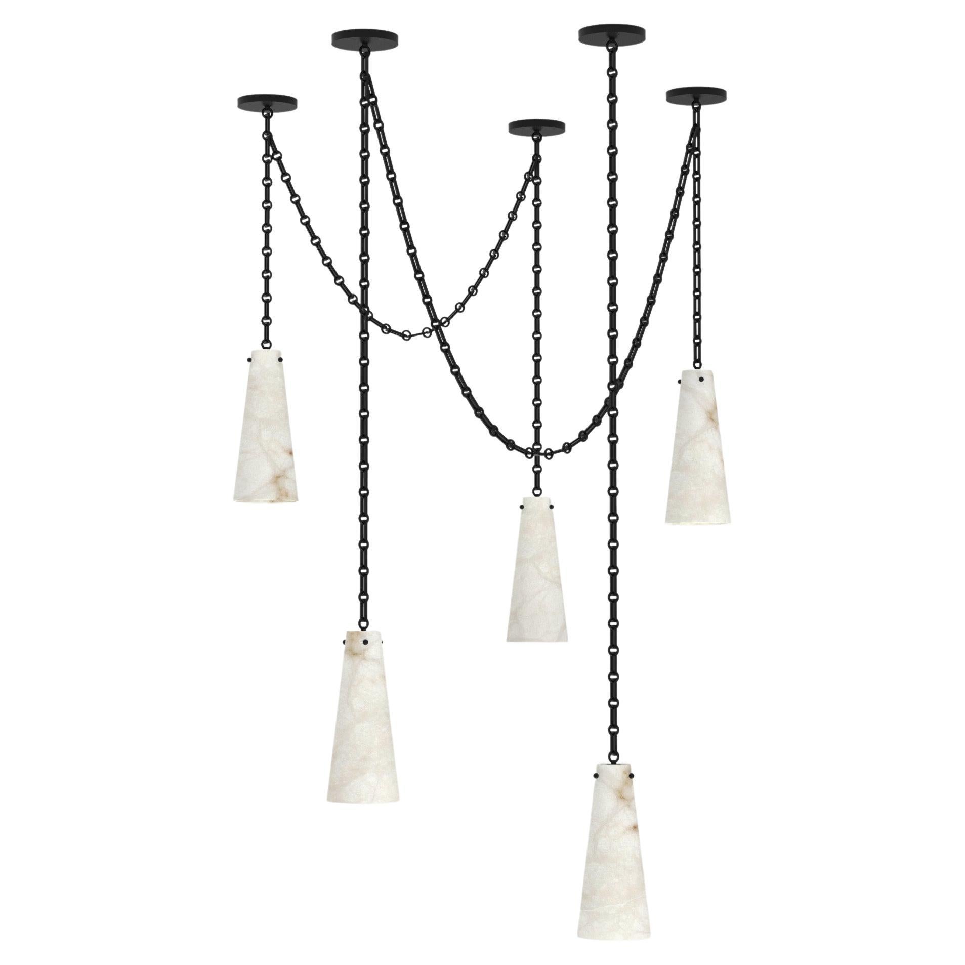 Contemporary Lucca Chandelier 202A-5 in Alabaster by Orphan Work, 2021 For Sale