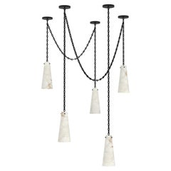 Contemporary Lucca Chandelier 202A-5 in Alabaster by Orphan Work, 2021