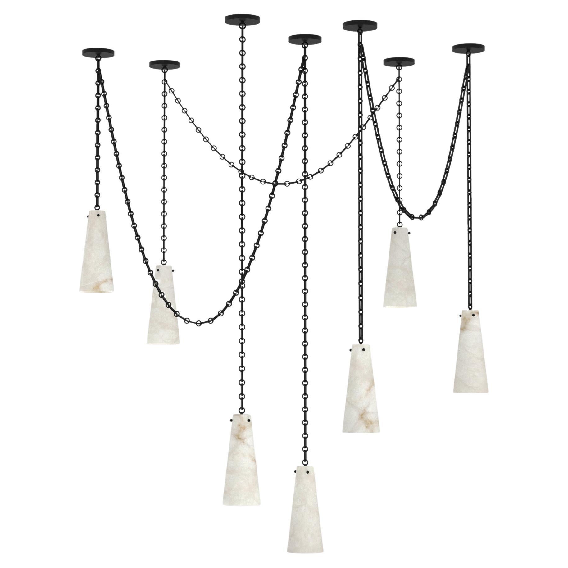 Contemporary Lucca Chandelier 202A-7 in Alabaster by Orphan Work, 2021 For Sale