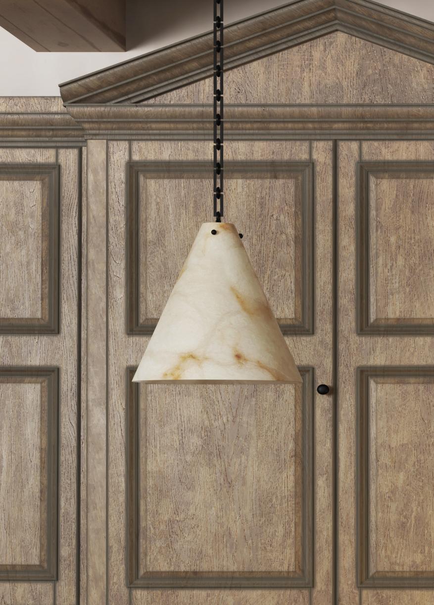 Contemporary Lucca Large Pendant 202A in Alabaster by Orphan Work For Sale 3