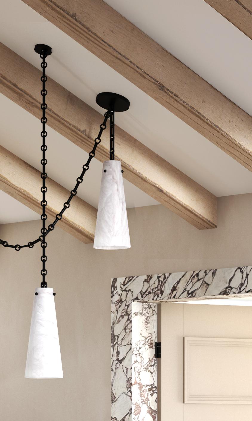 Contemporary Lucca Pendant 202A in Alabaster by Orphan Work, 2021 For Sale 4