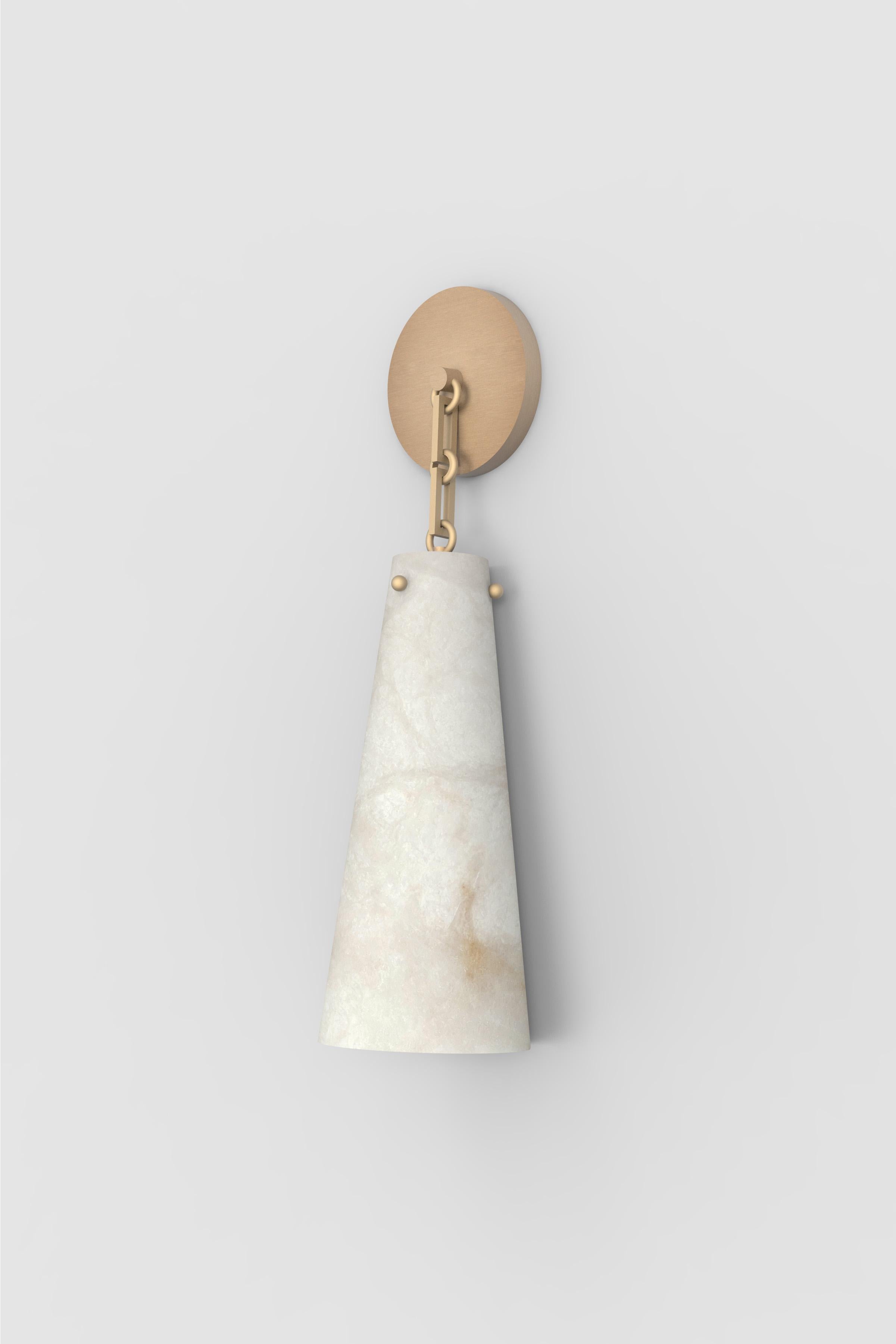 Orphan Work 202A Sconce BB, 2021
Shown in alabaster with brushed brass
Available in brushed brass and blackened brass
Measures: 24” H x 6 1/2” W x 6” D
canopy 6