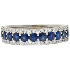 Contemporary 2.05 Carats Sapphire Diamond 14 Karat White Gold Band Ring Contemporary 2.05 Carats Sapphire Diamond 14 Karat White Gold Band Ring