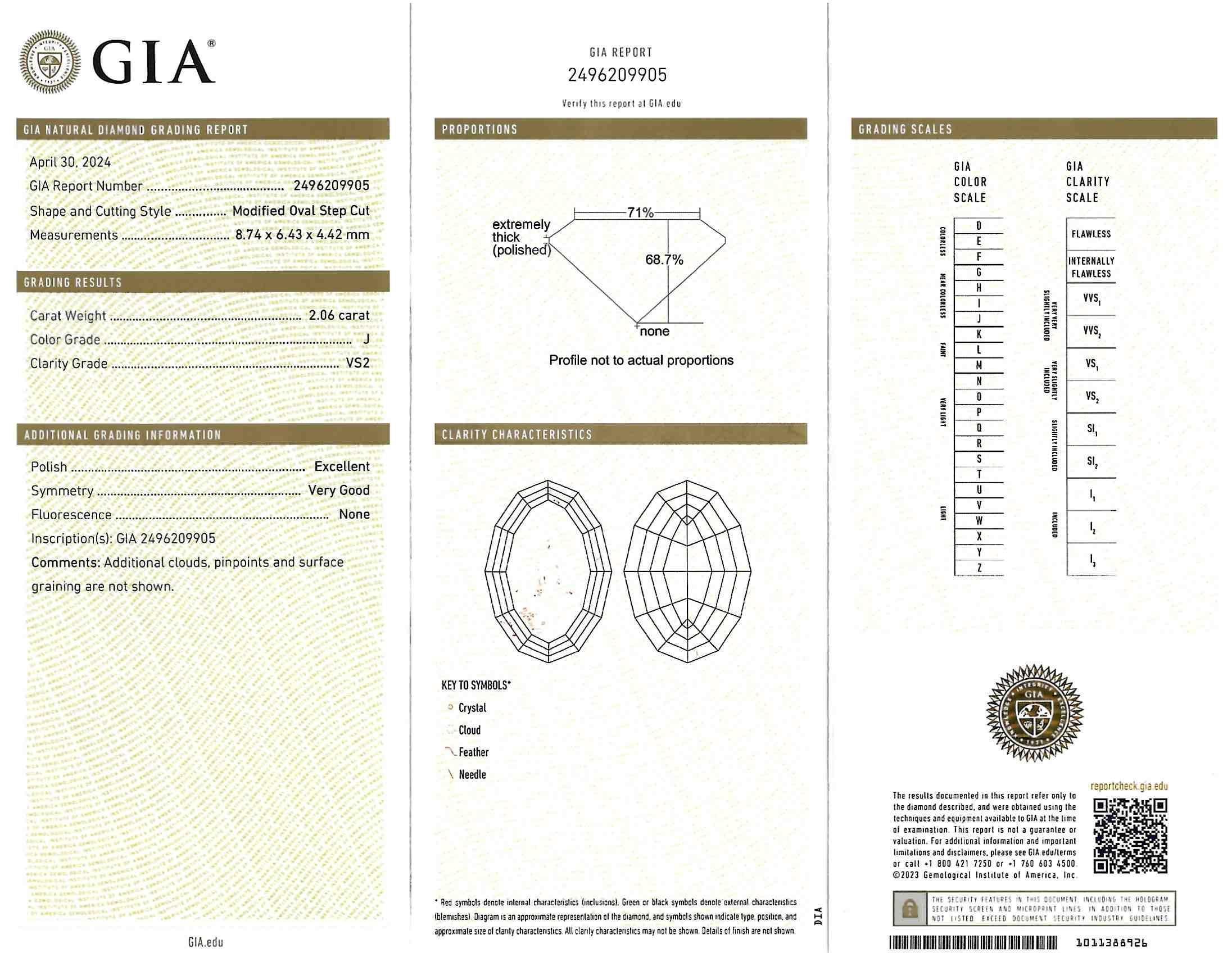 Anello di fidanzamento solitario in oro 18 carati Contemporary con diamante ovale da 2,06 CTW GIA in vendita 7
