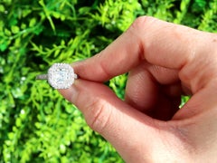 Contemporary 2.09 Carat Diamond and Platinum Halo Ring Circa 1995