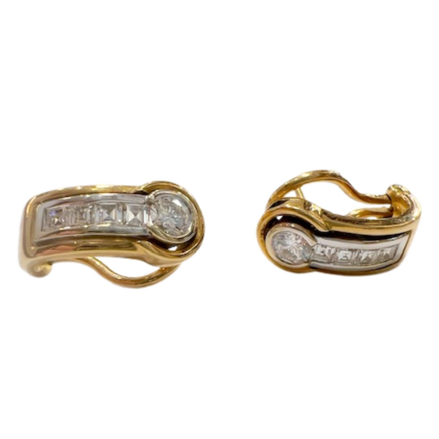 Orecchini in oro 18k con diamanti 1,10 carati del XX secolo contemporaneo In condizioni buone in vendita a MADRID, ES