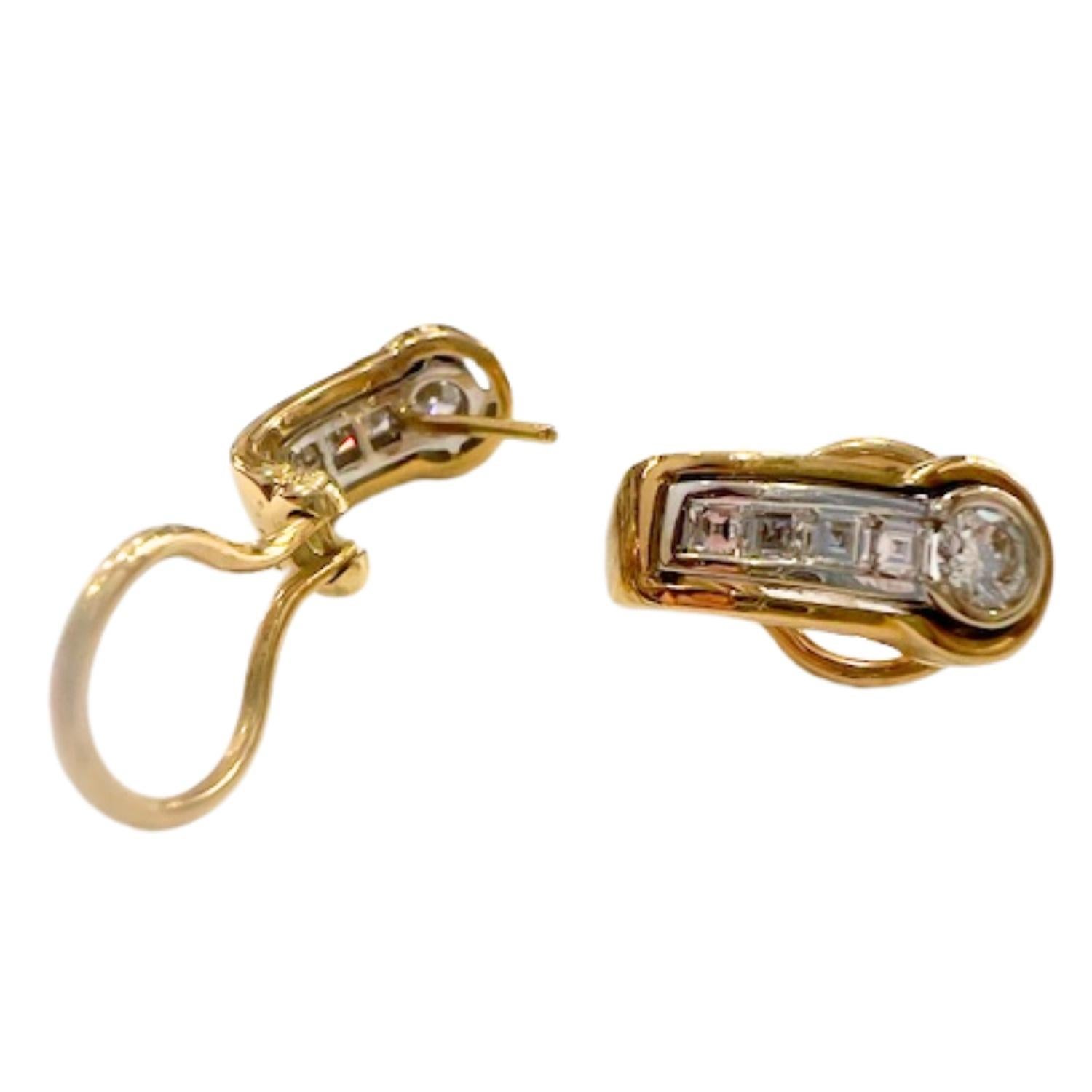 Orecchini in oro 18k con diamanti 1,10 carati del XX secolo contemporaneo in vendita 2
