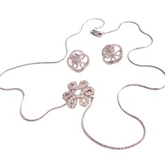 Zeitgenössisches 20. Jahrhundert 1,54 Karat Diamanten Gold Halskette & Ohrringe Set