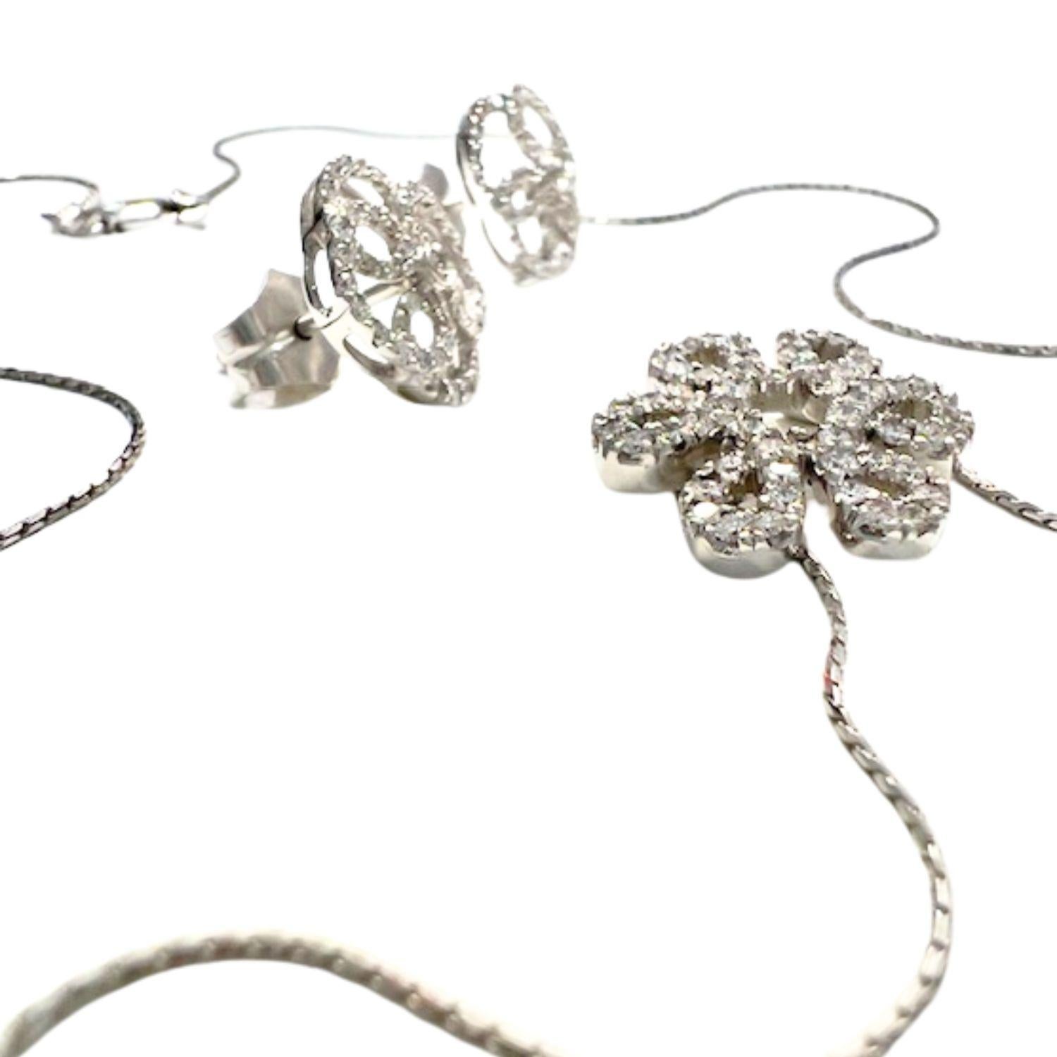 Contemporary 20th Century 1.54 ct Diamonds Gold Necklace & Earrings Set For Sale 2