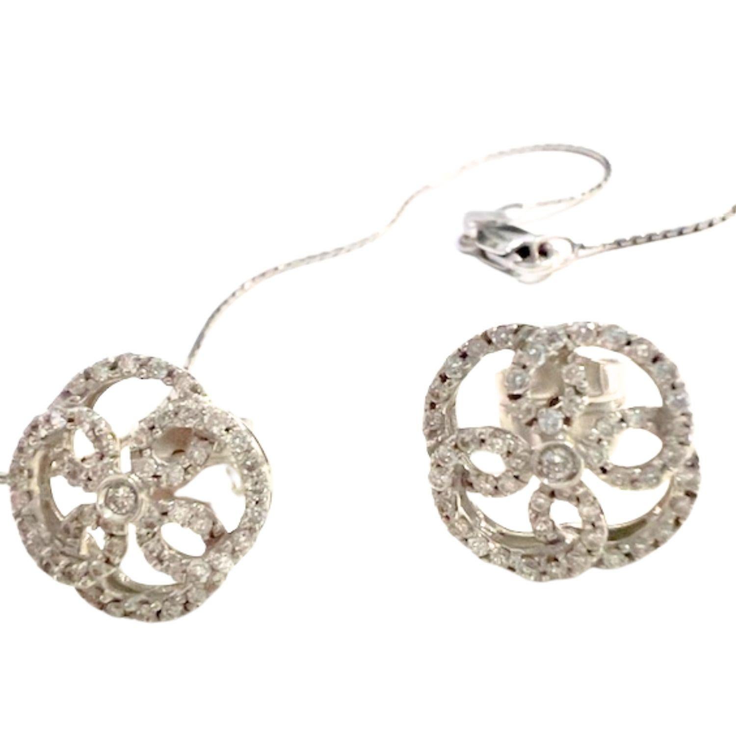 Contemporary 20th Century 1.54 ct Diamonds Gold Necklace & Earrings Set For Sale 3