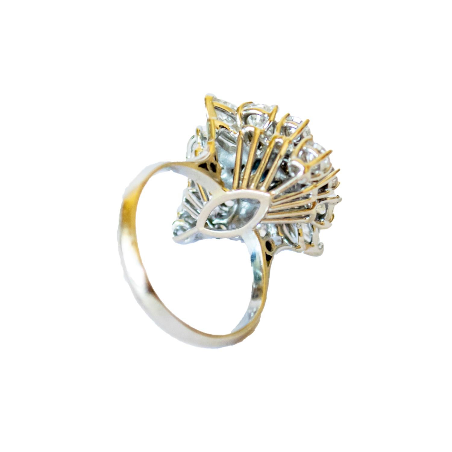 Brilliant Cut Contemporary 20th Century 2.80 carats Diamond 1.05 carats Sapphire Gold Ring