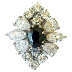Contemporary 20th Century 2.80 carats Diamond 1.05 carats Sapphire Gold Ring
