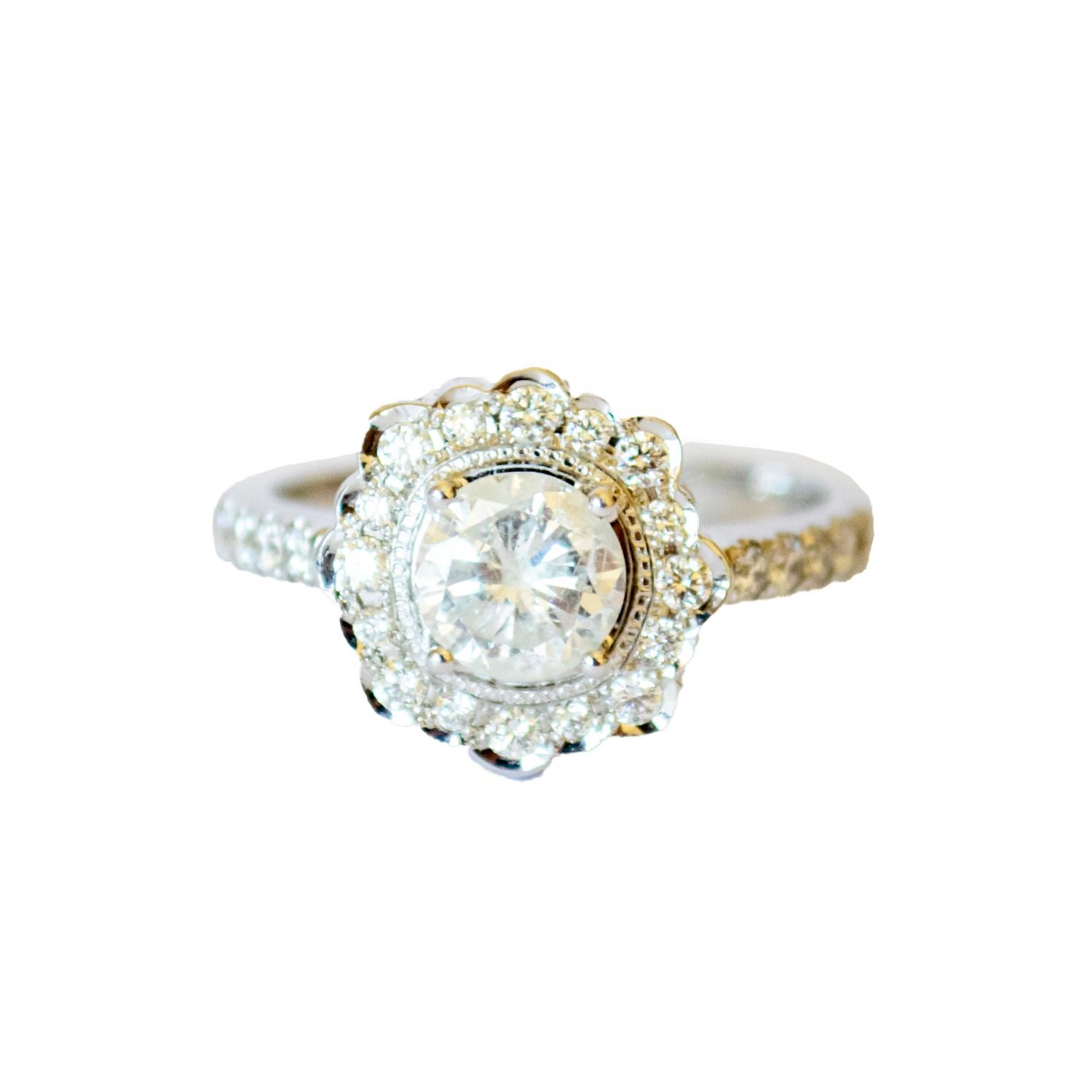 Bague contemporaine du 20e siècle en or 18K avec diamant de 1,40 ct en vente 2