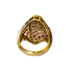 Contemporary 20th Century Diamond and Ruby 18K Gold Ring