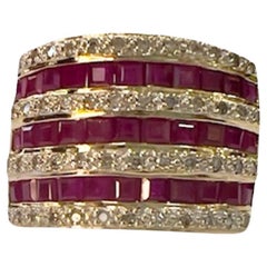 Contemporary 20th Century Diamond and Ruby 18K Gold  Ring