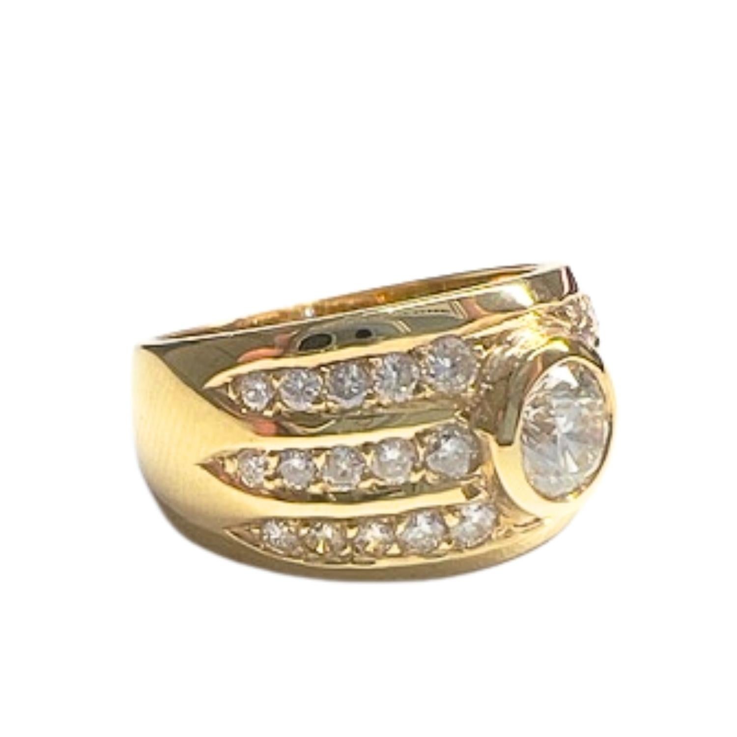 Contemporary 20th Century Diamond Gold Ring In Good Condition For Sale In MADRID, ES