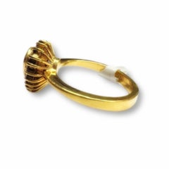 Contemporary 20th Century with Diamonds 0.50 ct and Emerald Yellow Gold Ring