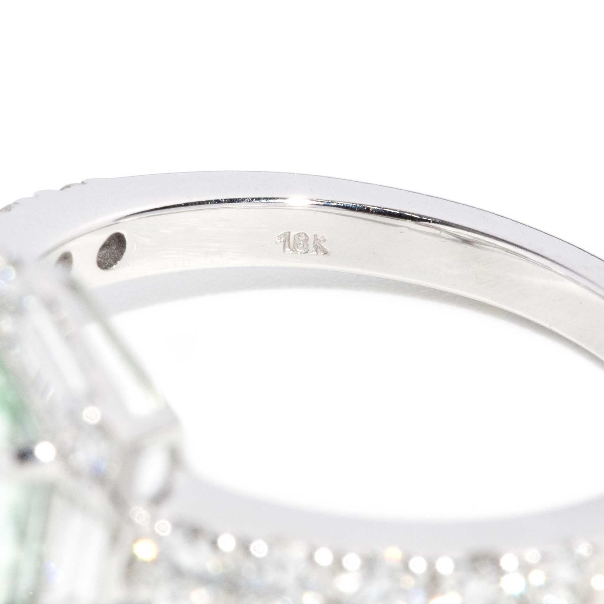 Contemporary 2.10ct Tourmaline & Diamond Hexagonal Ring 18ct White Gold For Sale 8