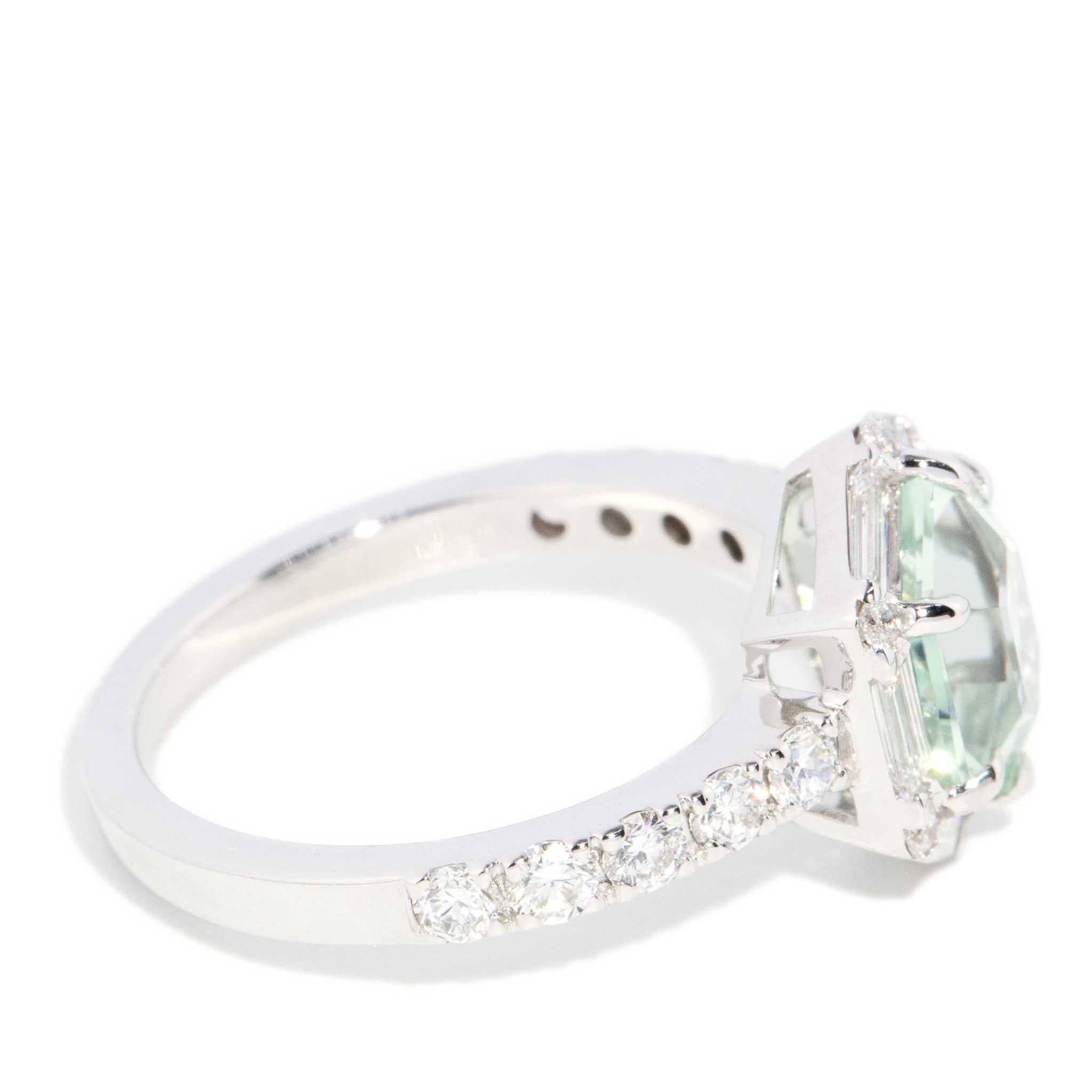 Contemporary 2.10ct Tourmaline & Diamond Hexagonal Ring 18ct White Gold For Sale 4