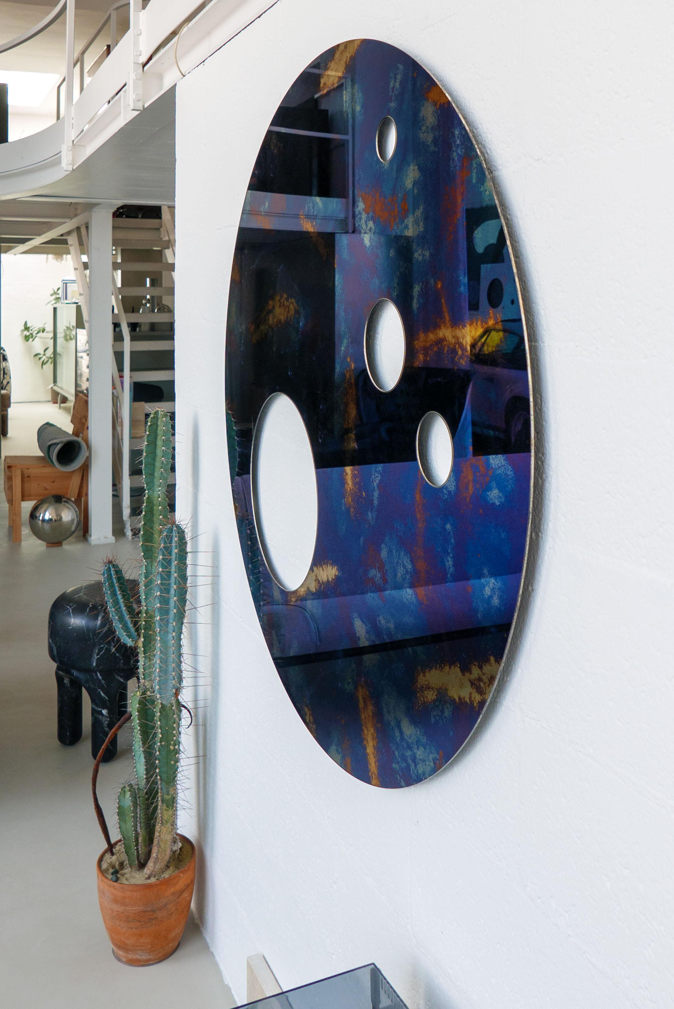 Miroir Silos bleu contemporain du 21e siècle par Spinzi, finition patinée ancienne en vente 8