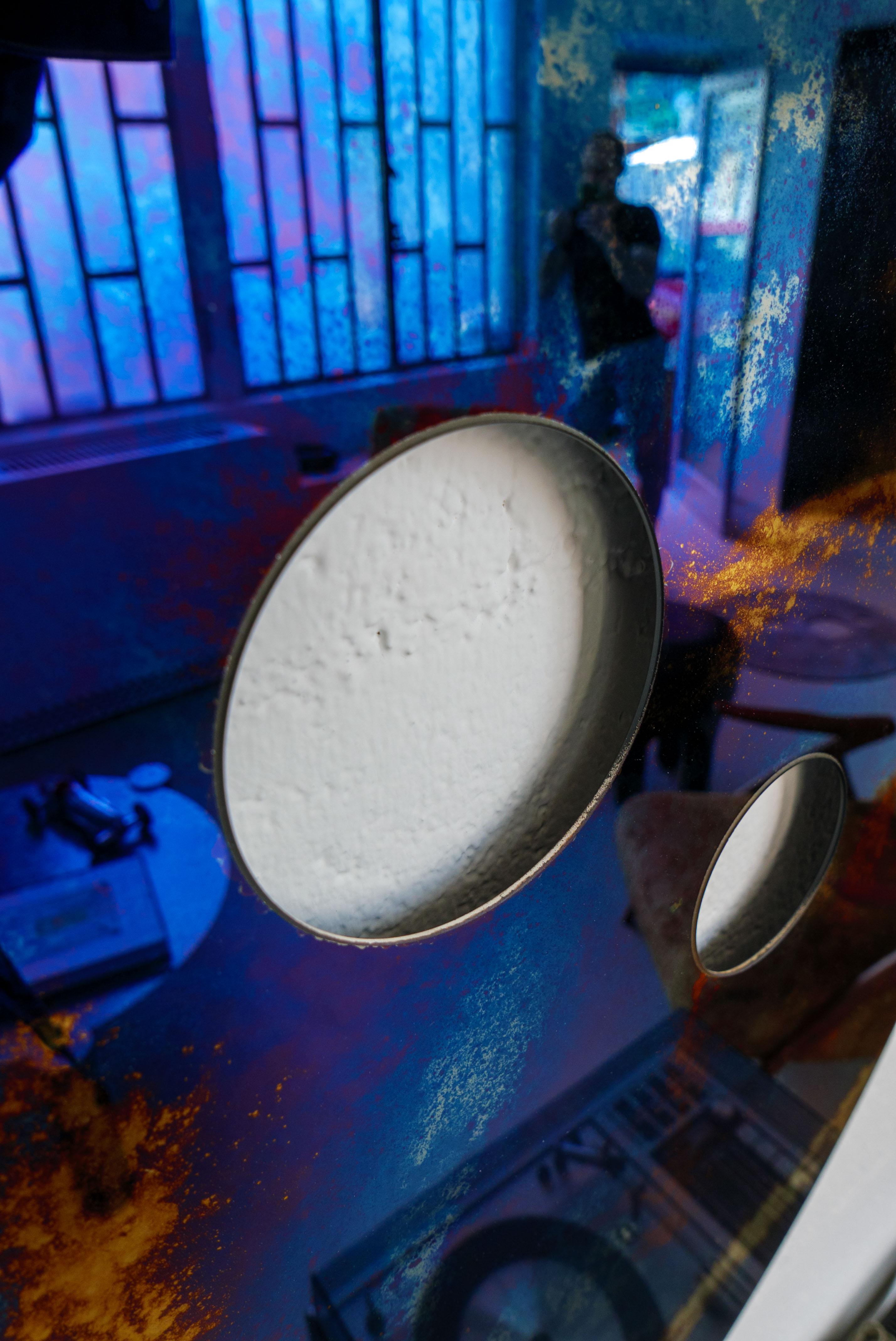 Miroir Silos bleu contemporain du 21e siècle par Spinzi, finition patinée ancienne en vente 9