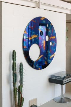 Contemporary 21st Century Blue Silos Mirror by Spinzi, Antique Patinated Finish