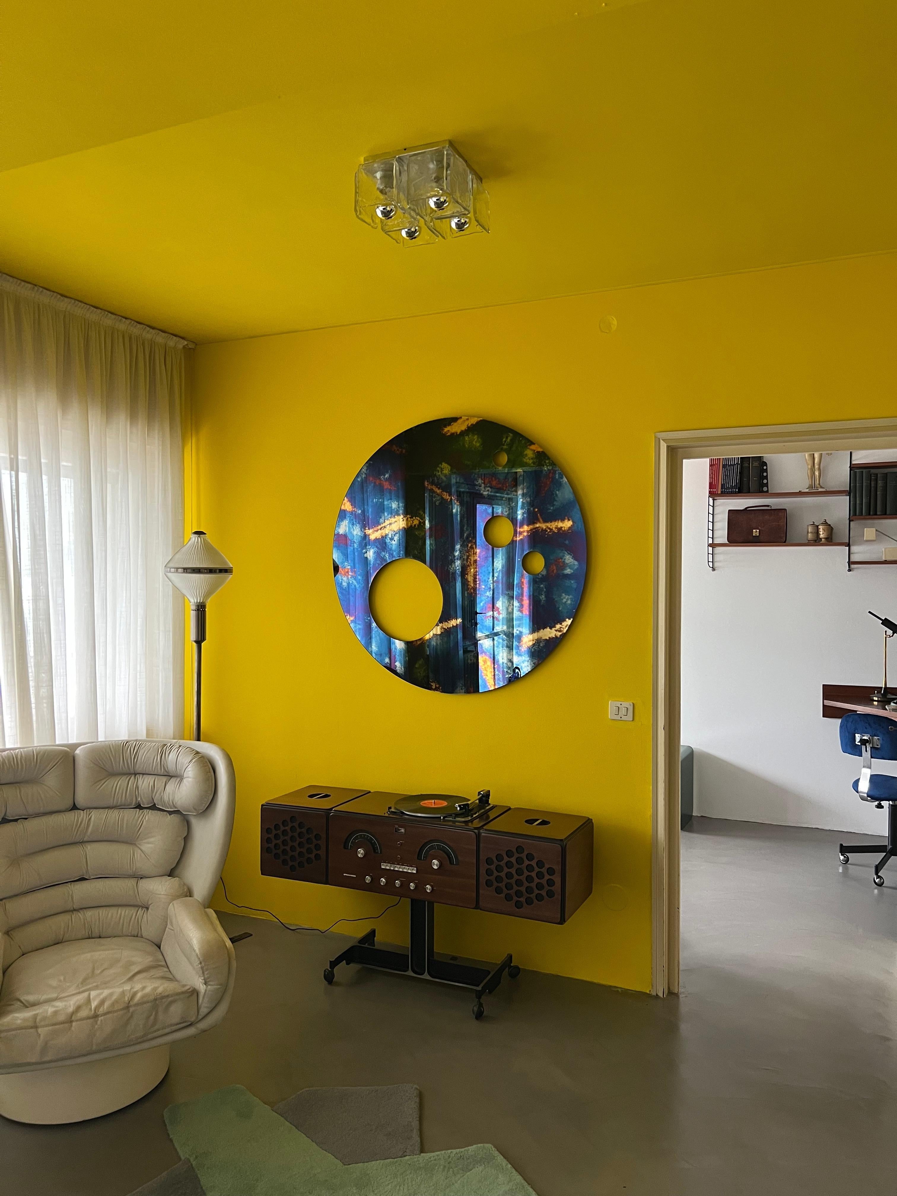 Moderne Miroir Silos bleu contemporain du 21e siècle par Spinzi, finition patinée ancienne en vente