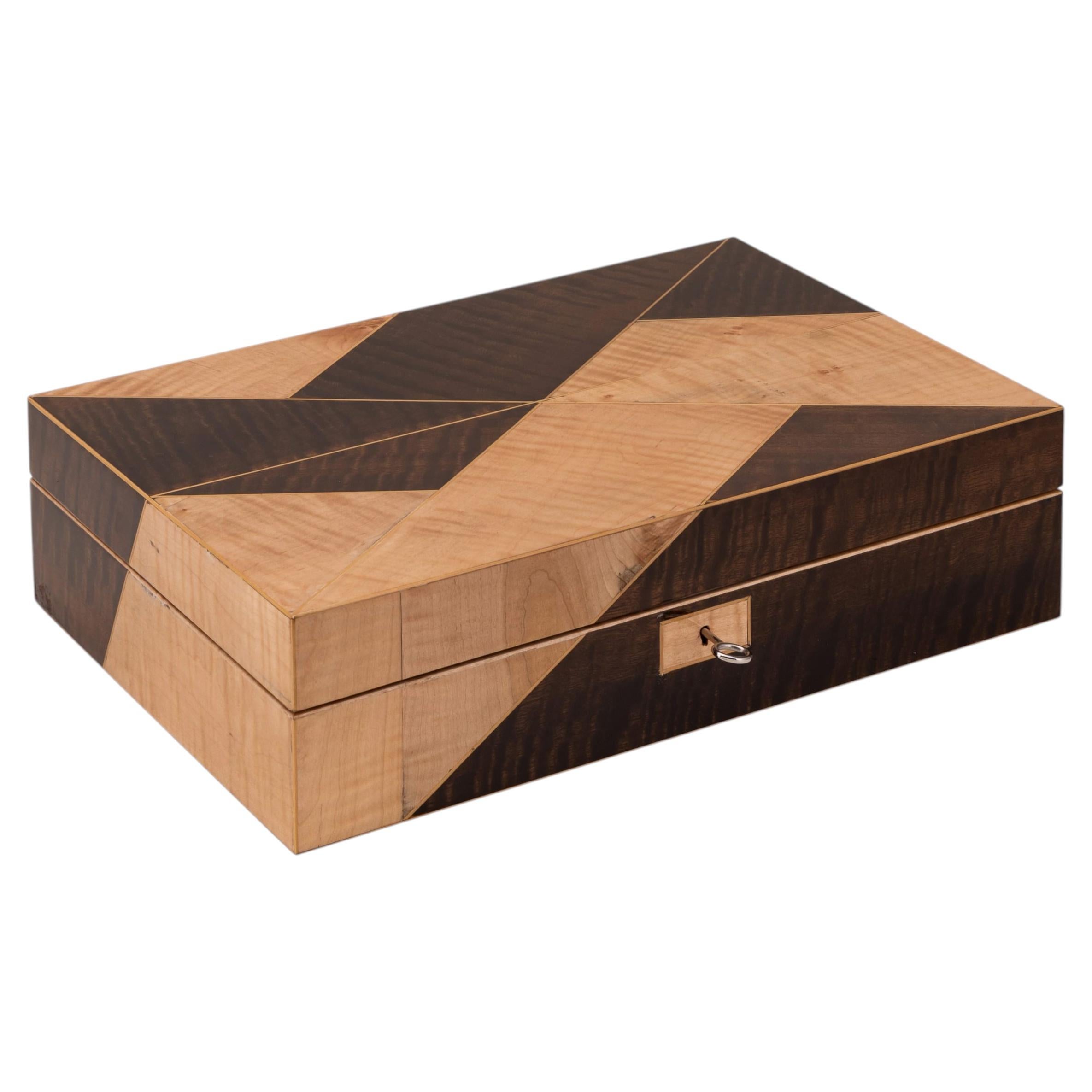 Contemporary 21st Century English Walnut & Sycamore Cigar Humidor