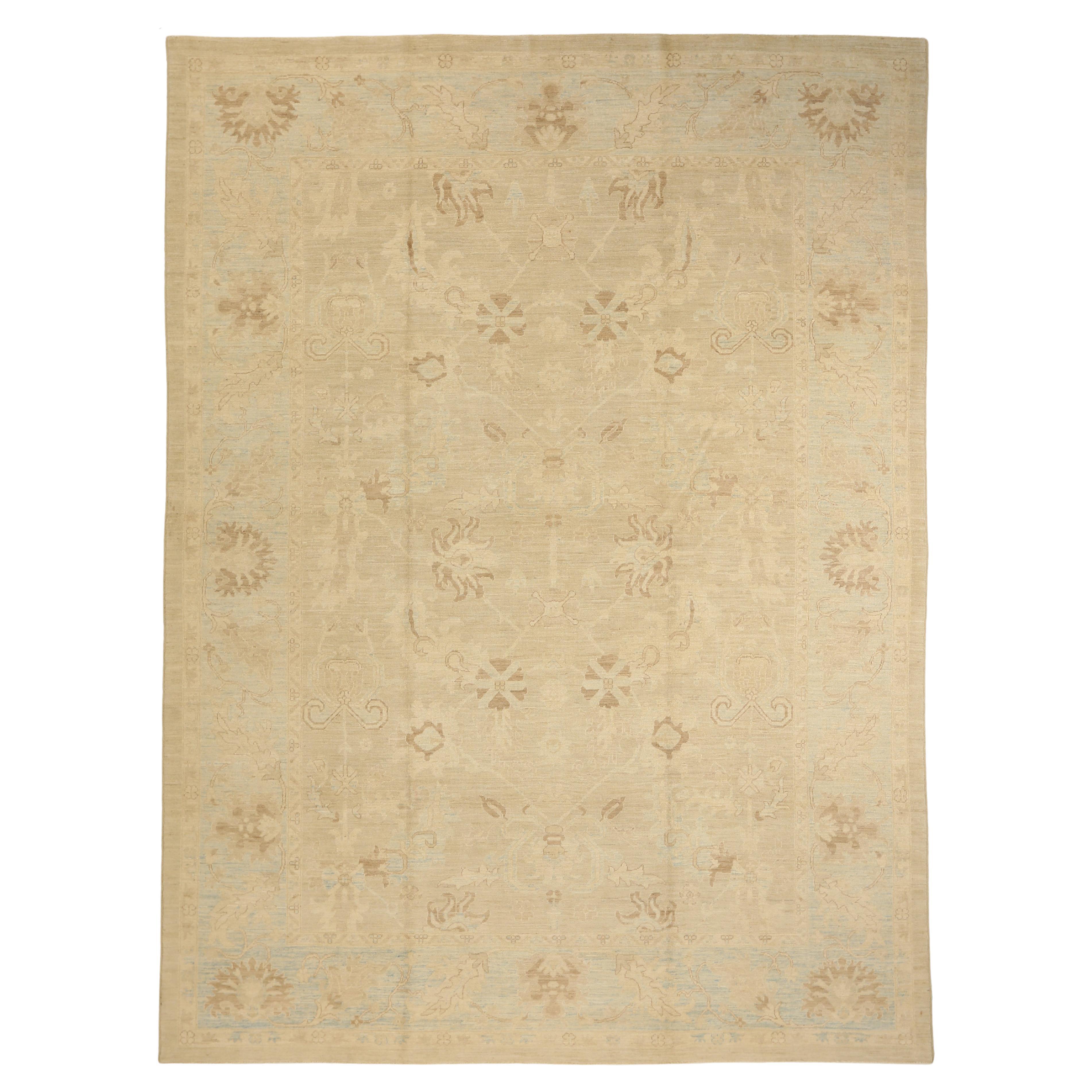 Contemporary 21st-Century Handwoven Afghan Rug Oushak Design For Sale