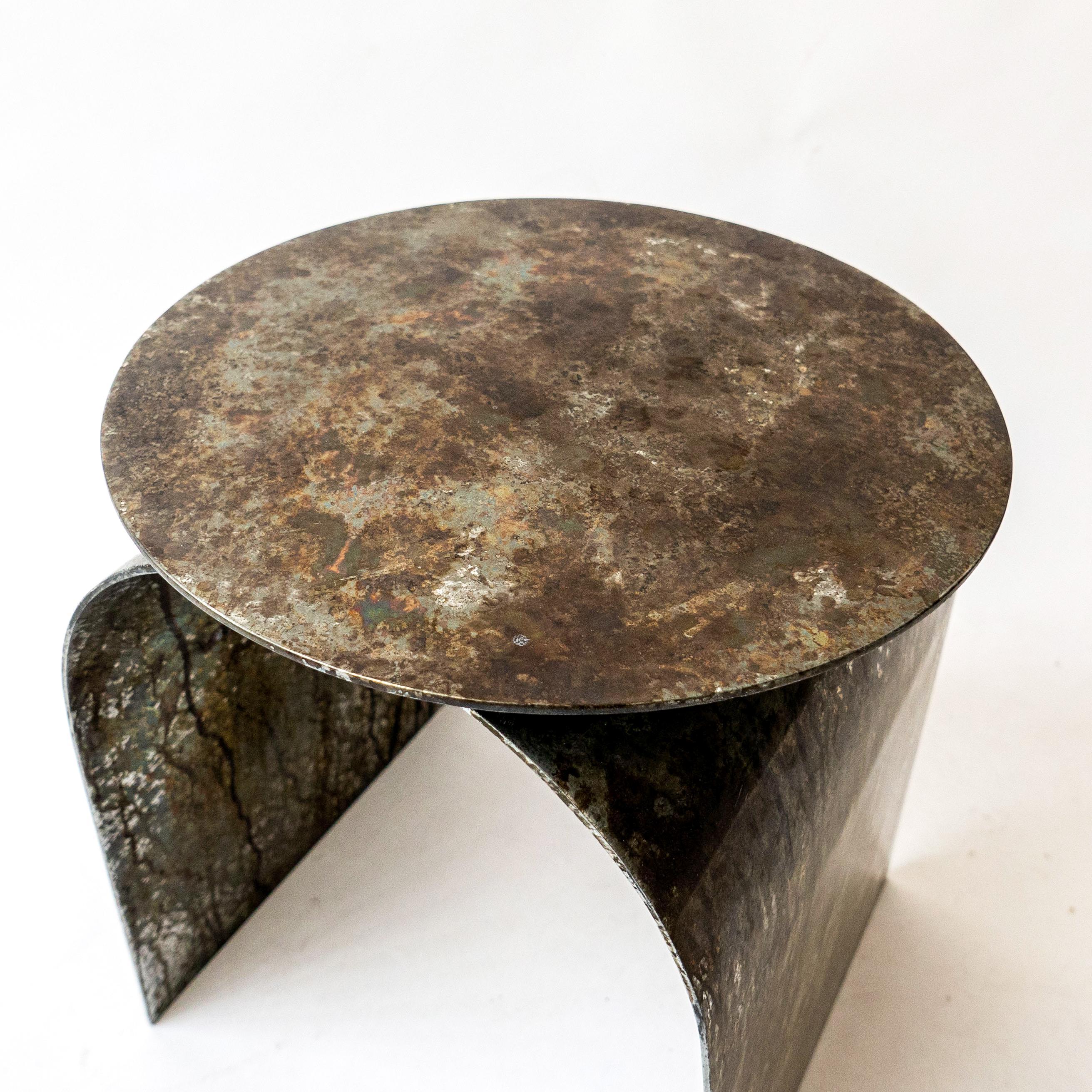 Contemporary 21st century Palladium side table by Spinzi, hand finished metal In Excellent Condition For Sale In Milano, IT