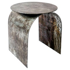 Contemporary 21st century Palladium side table by Spinzi, hand finished metal