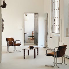 Tavolino da caffè di design italiano in marrone metallizzato, progettato e realizzato a Milano