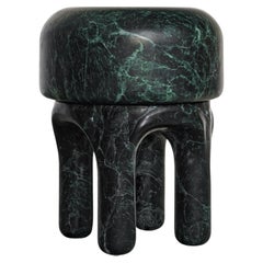 Contemporary 21st Century Spinzi Medusa Green Marble Stool, Collectible Design