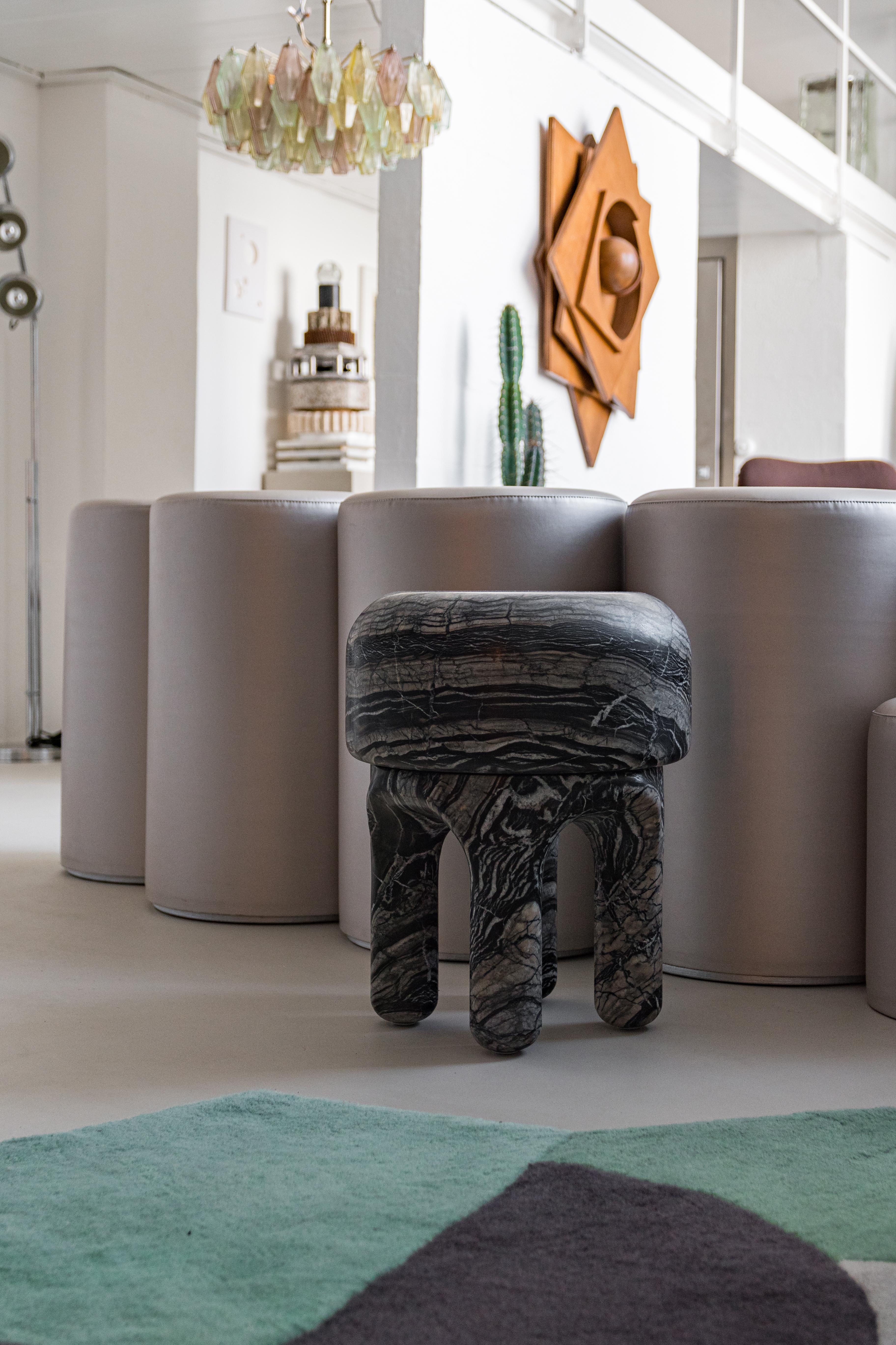 Modern Contemporary 21st Century Spinzi Medusa Kenya Marble Stool, Collectible Design For Sale