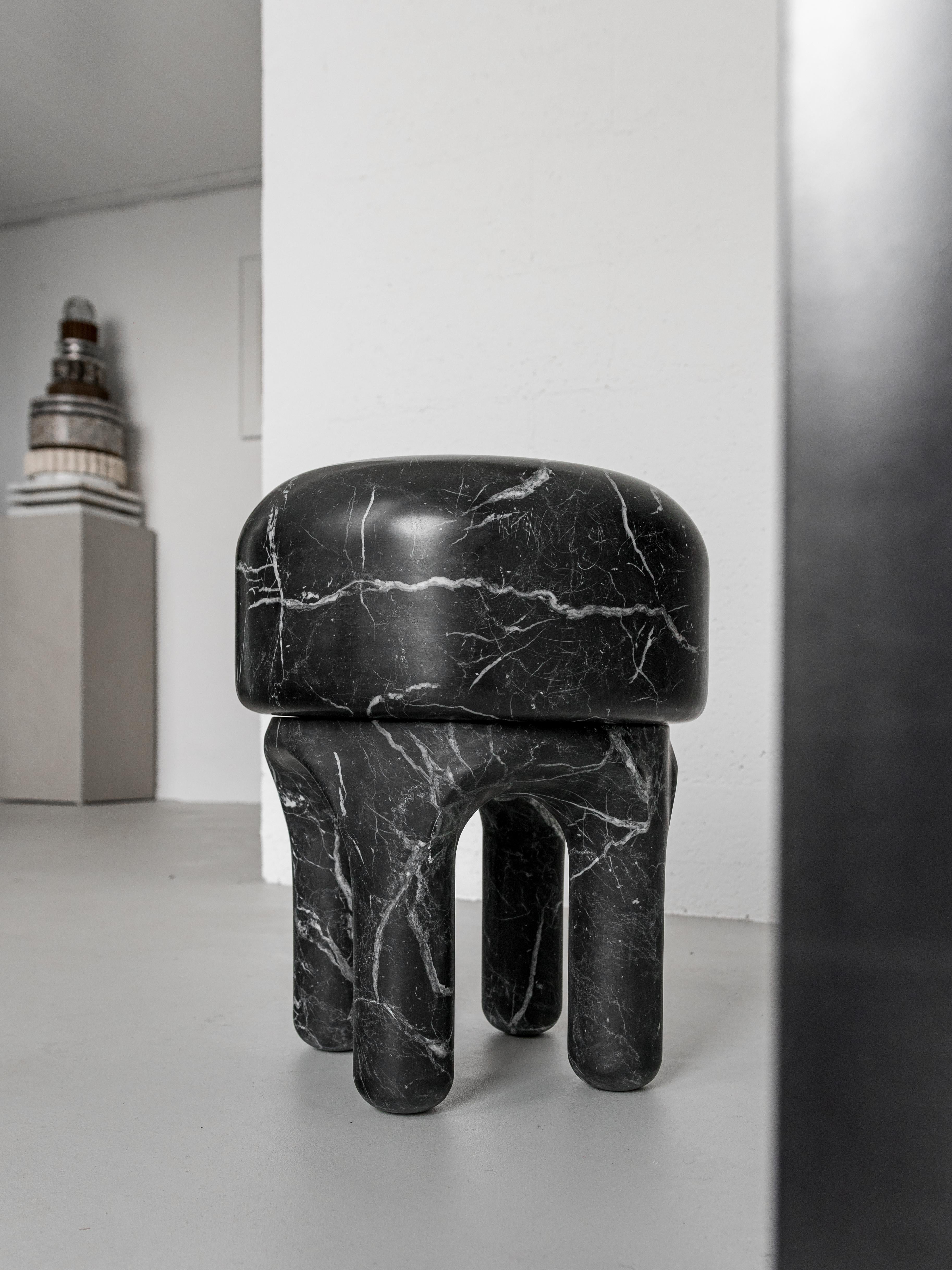Black Marble Side Table, Collectible Italian Sculpture In New Condition For Sale In Milano, IT