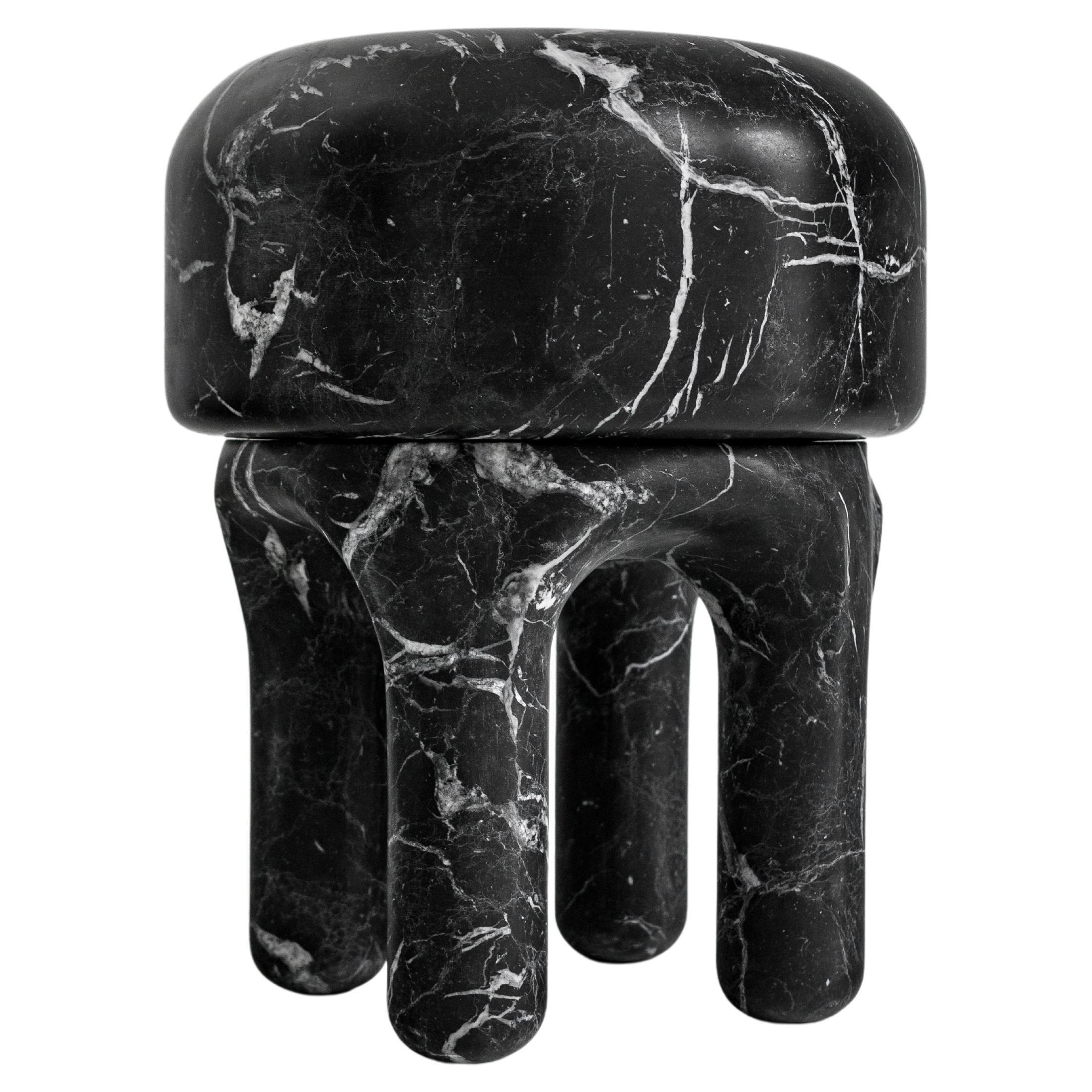 Black Marble Side Table, Collectible Italian Sculpture For Sale